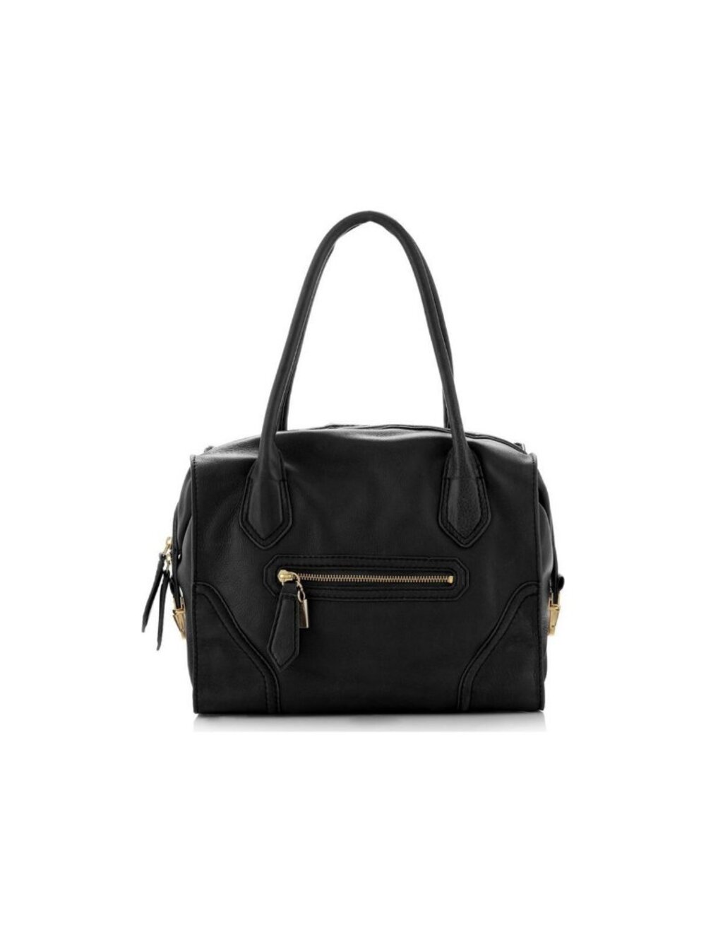 Foley Corinna Boxy Tote Bag Black Glossy pebbled leather Tubular shoulder 891331
